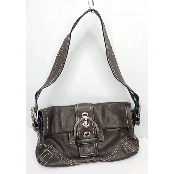 Coach 8A05 Small Vintage Soho DK Brown Leather Shoulder Bag w/Contrast Stitching - Picture 1 of 11